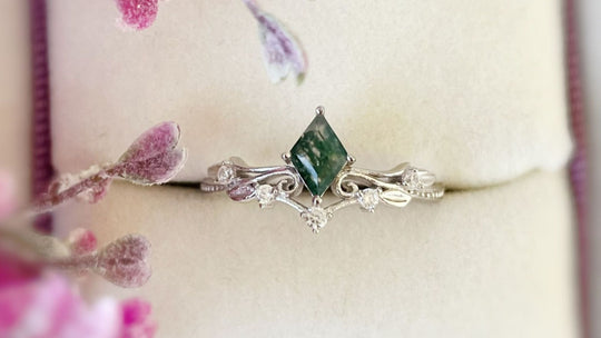 Moss Agate Engagement Ring