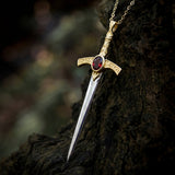 Oathblade Red Garnet Sword Necklace