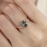 Between the Leaf Oval Cut Moss Agate Ring©