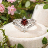 Flaming Heart Mozambique Red Garnet Ring Set©