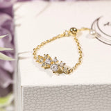 Glitter Raindrop Chain Ring (Yellow Gold)