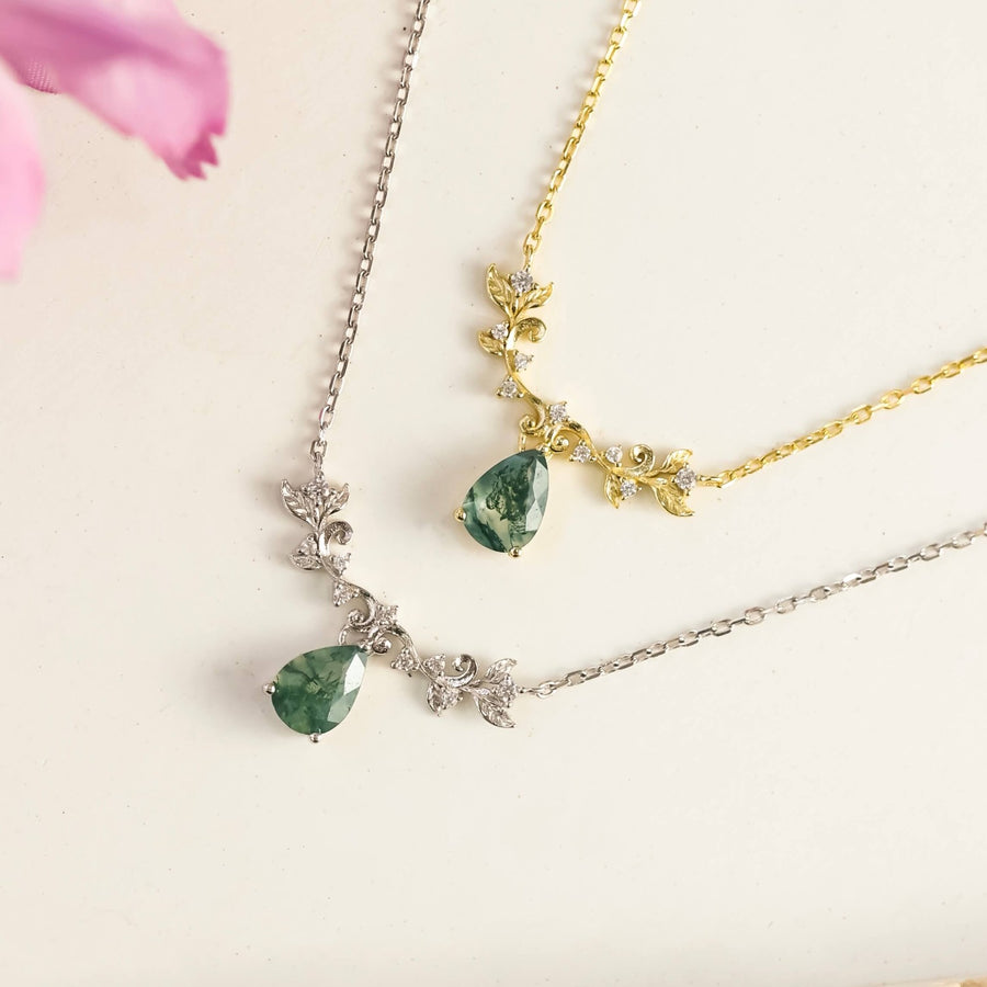 Foliage Whispers Moss Agate Necklace