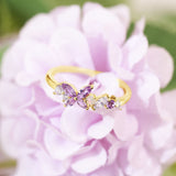 Monarch Butterfly Amethyst Opal Ring (Yellow Gold)