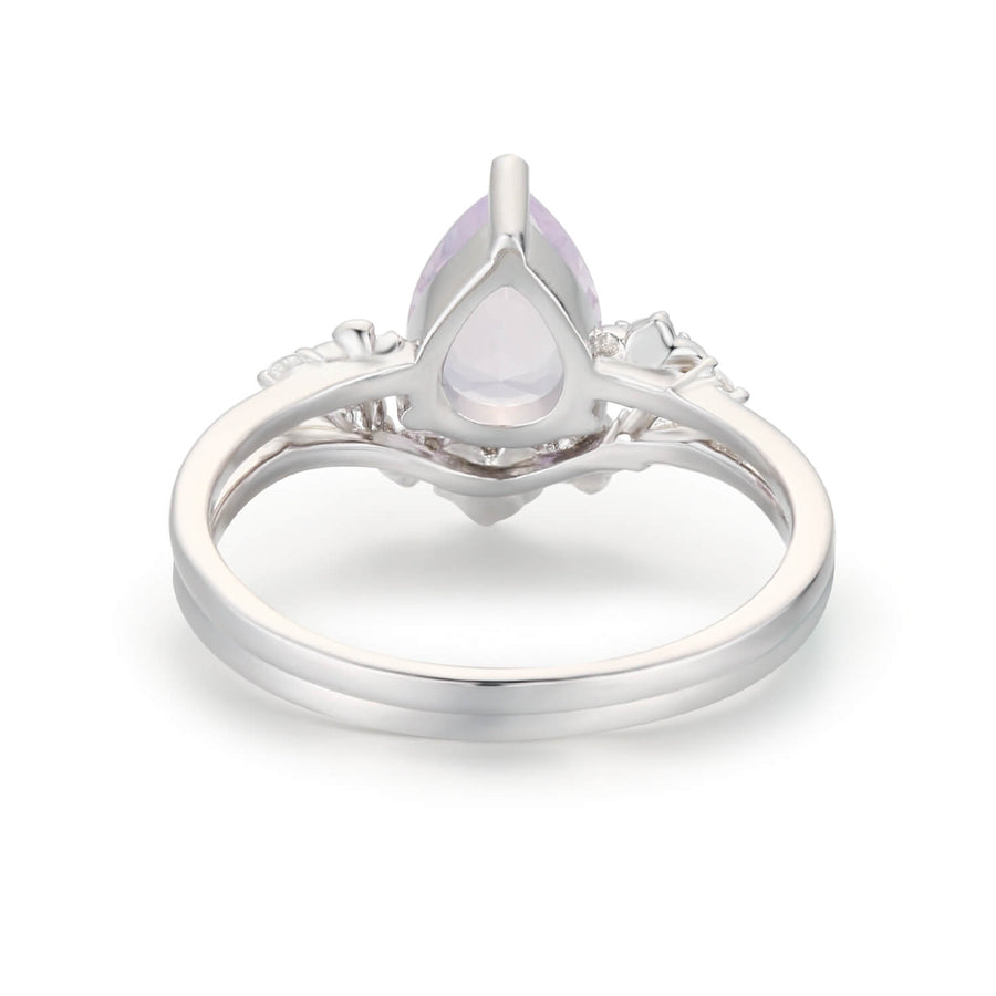 Floral Symphony Lavender Amethyst Ring Set (White Gold)