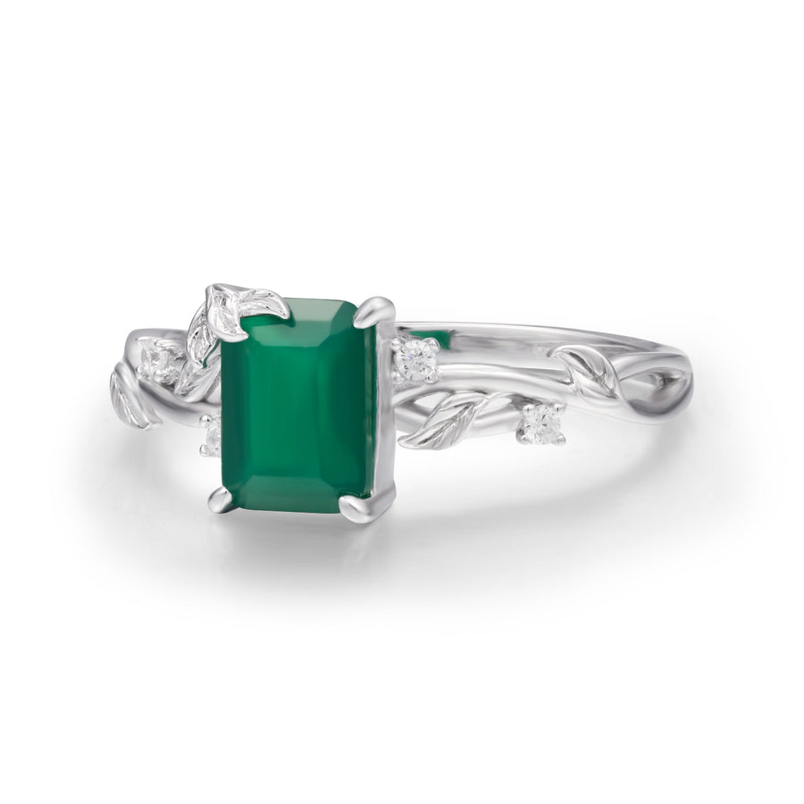 Earth Green Onyx Ring (White Gold)
