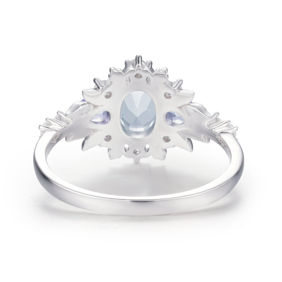Dahlia Aquamarine Tanzanite Ring (White Gold)©