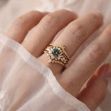 Blossoms at Sunrise Green Sapphire Ring