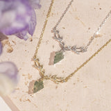 Elven Entwine Moss Agate Necklace (Yellow Gold)