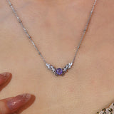 Silver Leaf Amethyst Necklace