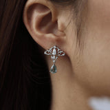 Cirrus Crest Moss Agate Earrings