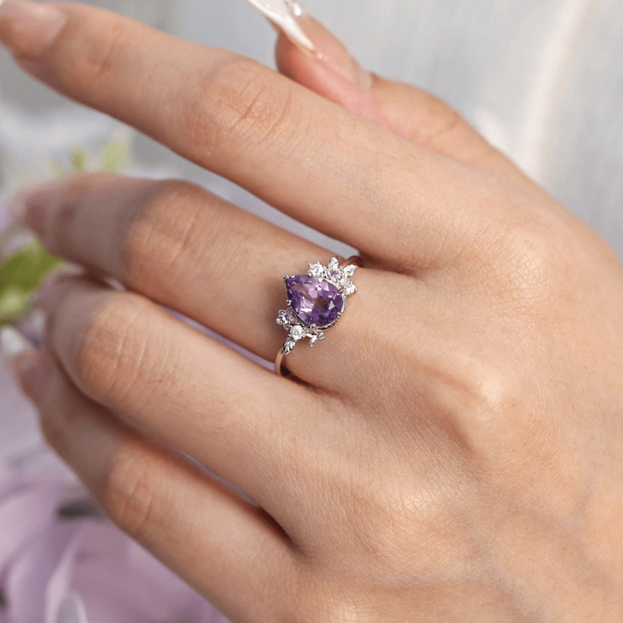 Amethyst Engagement Ring With Halo | Jewelry by Johan - Jewelry by Johan