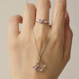 Monarch Butterfly Amethyst Set (Yellow Gold)