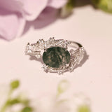 Olive Dreamscape Moss Agate Ring