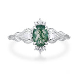 Silver Leaf Moss Agate Ring