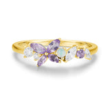 Monarch Butterfly Amethyst Opal Ring (Yellow Gold)