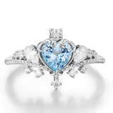 Crowned Heartstone Blue Topaz Ring