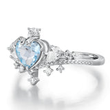 Crowned Heartstone Blue Topaz Ring