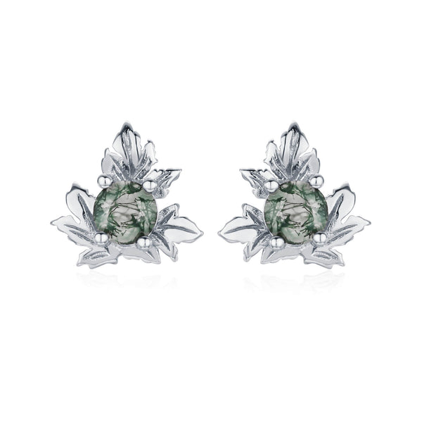Frosted Fern Moss Agate Earrings