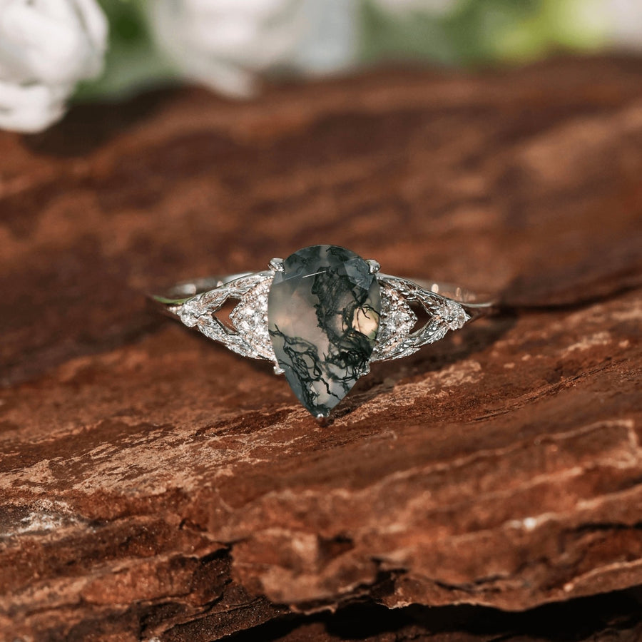 At First Sight Moss Agate Ring