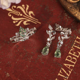 Lotus Moss Agate© Ring and Leafy Cascades Earrings Set