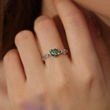 Everlasting Heart Cut Moss Agate Ring©