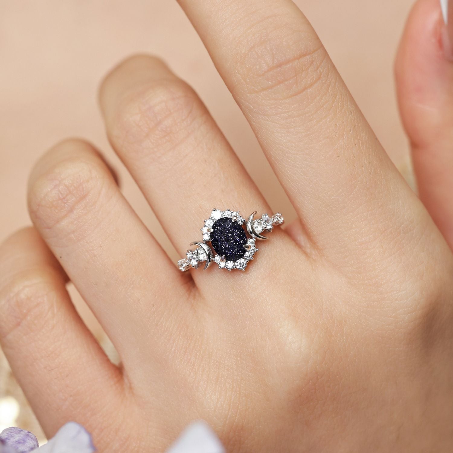 Galactic Oval Cut Blue Sandstone Ring – Azura New York