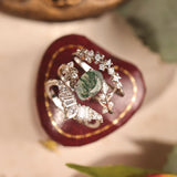 Between the Leaf Oval Cut Moss Agate©, Hillcrest, and Starry Night Ring Set