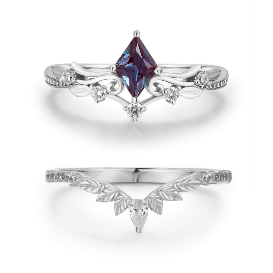 Woodland and Victorian Lace Alexandrite© Ring Set