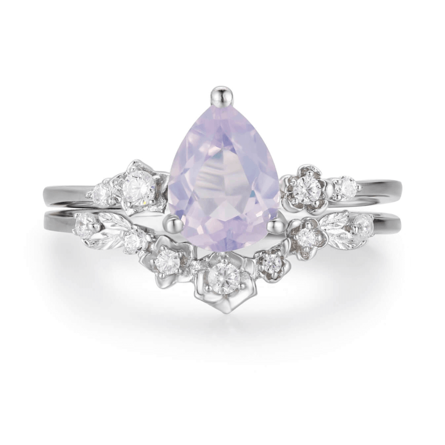 Floral Symphony Lavender Amethyst Ring Set