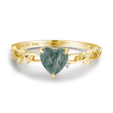 Everlasting Heart Moss Agate Ring (Yellow Gold)©