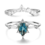 Gaia Blue Topaz Ring & Twinkle Band Ring Set