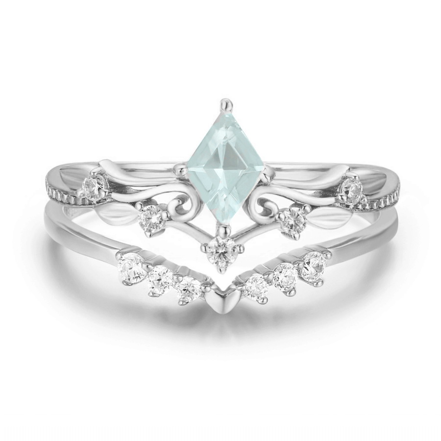 Victorian Lace Aquamarine© and Hearty Heart Ring Set