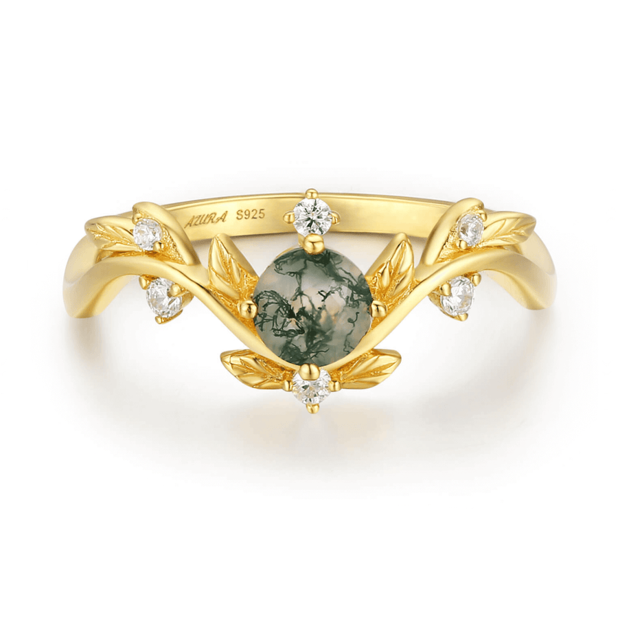 Willow Moss Agate Ring (Yellow Gold)©