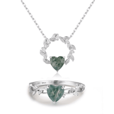 Everlasting Heart© and Heart’s Desire Moss Agate© Ring and Necklace Set