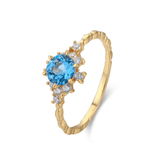 10K Yellow Gold - Clarity Blue Topaz Ring - Size 5