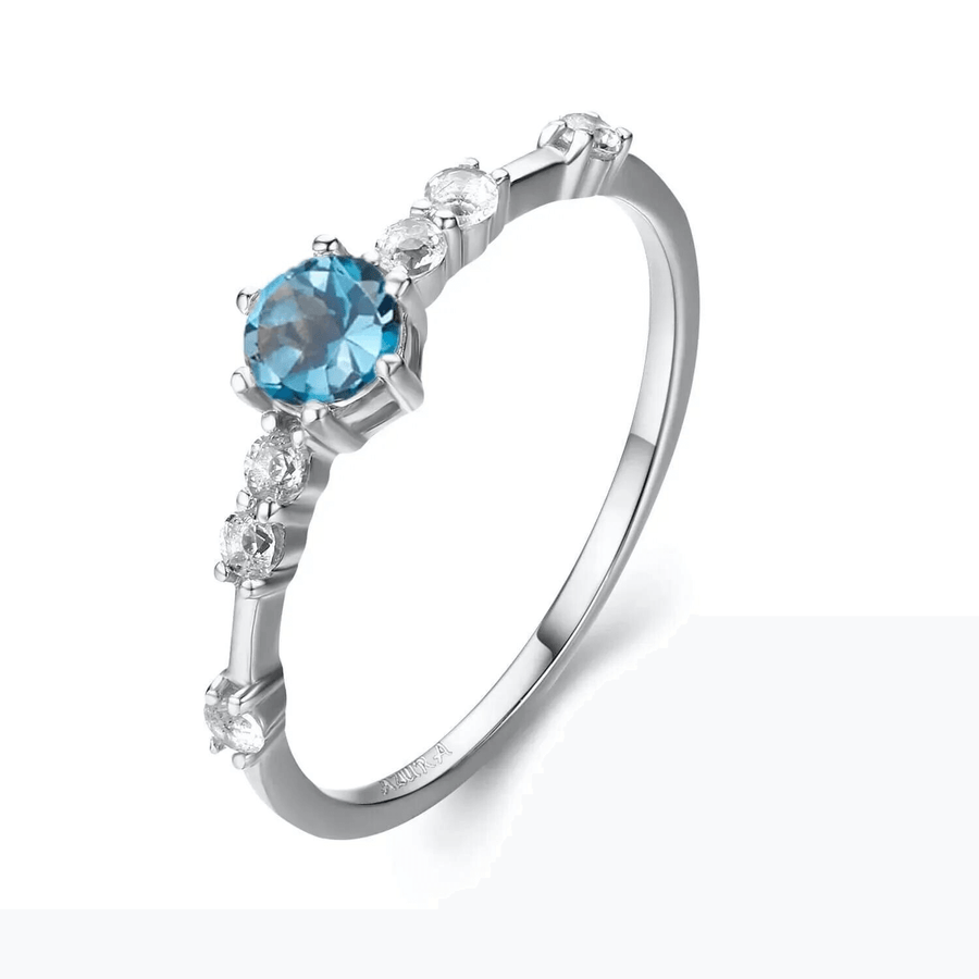 10K White Gold - The Center of the Universe Blue Topaz Ring - Size 8