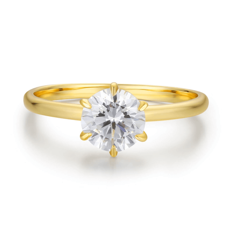 One Love Round Moissanite Yellow Gold Ring