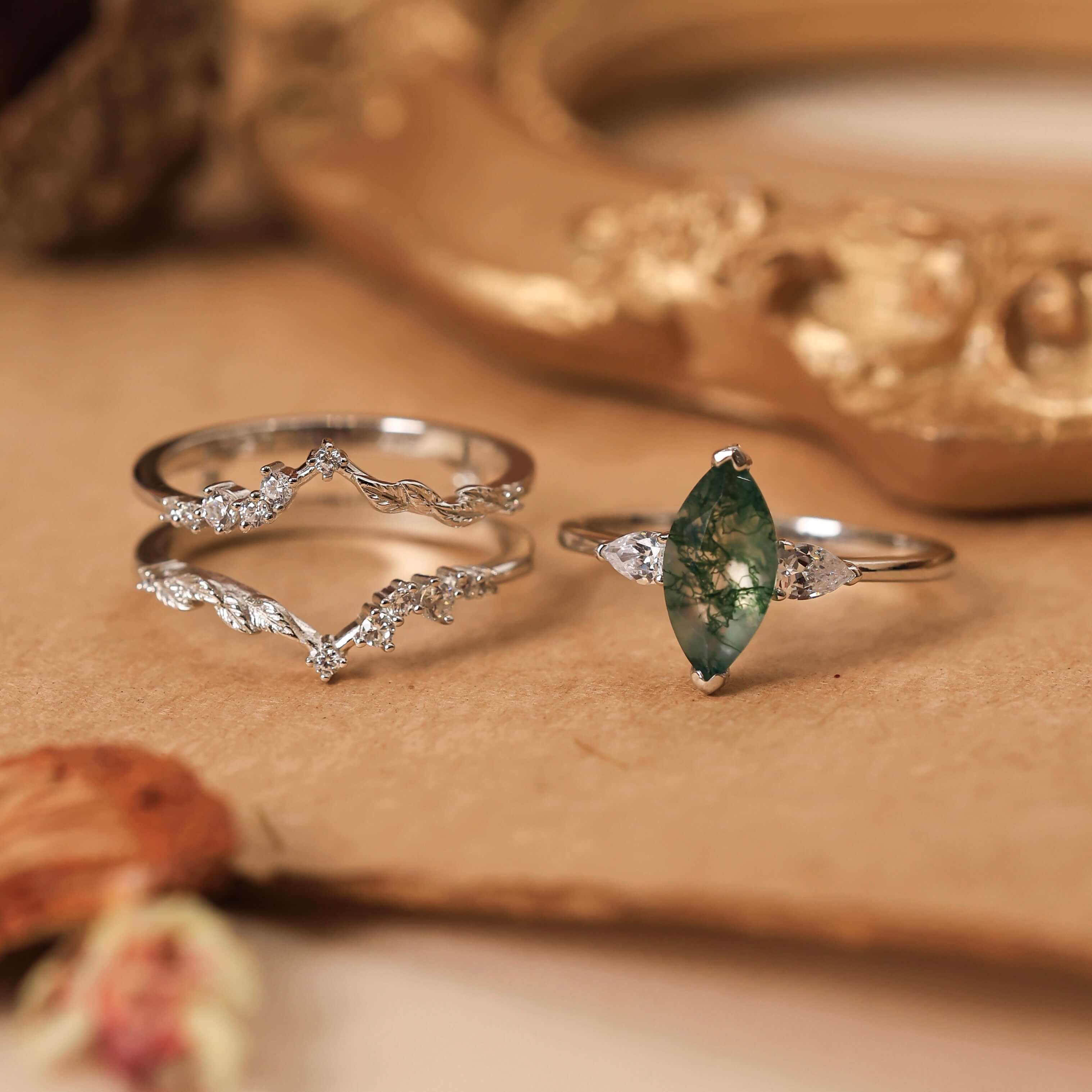 Sonoran Sunrise Moss Agate Ring Set – Azura New York