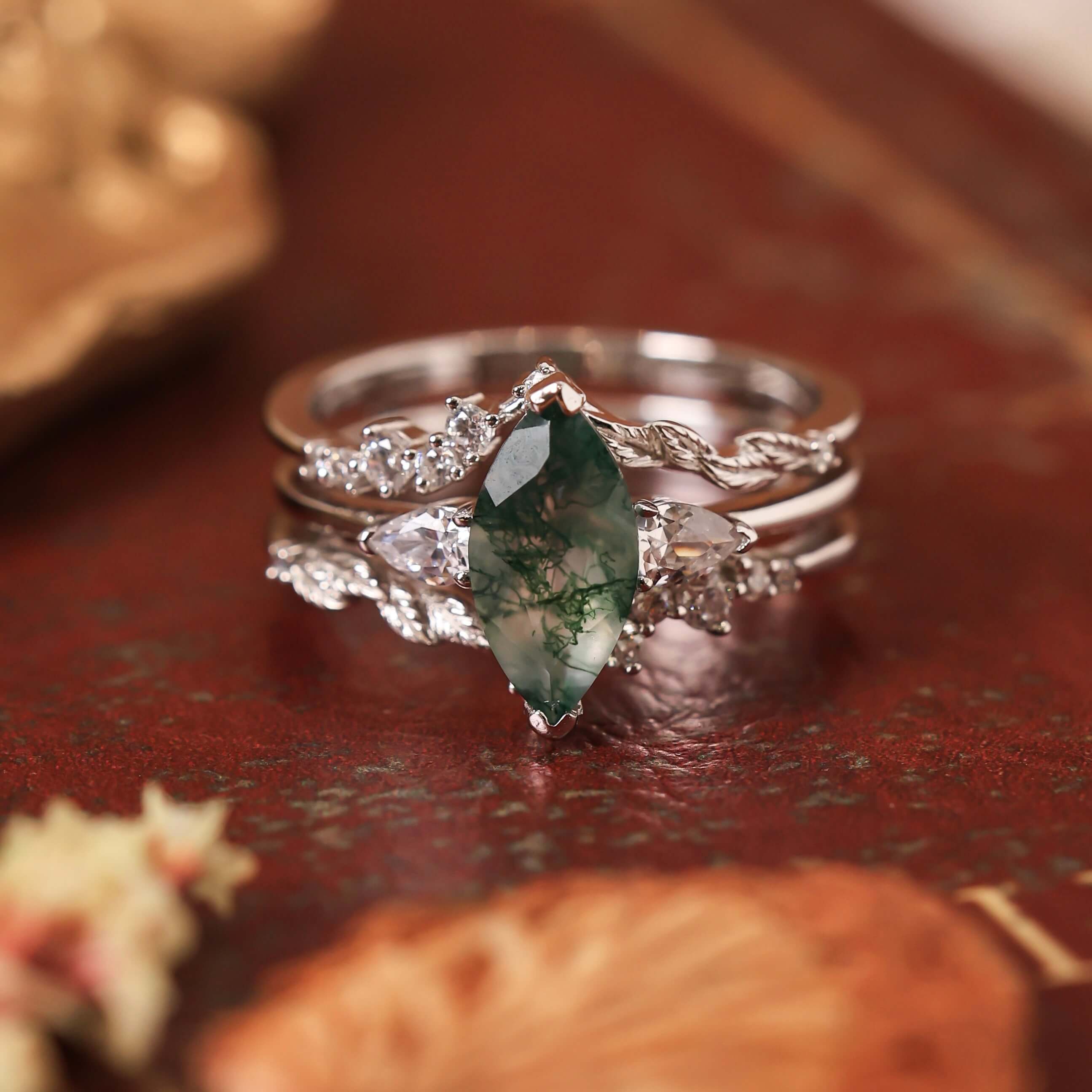 Sonoran Sunrise Moss Agate Ring Set – Azura New York