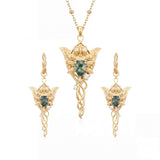 Evenfall Star Moss Agate Necklace and Earrings Set