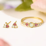 Opal Tourmaline Divinity Ring and Trio Earrings