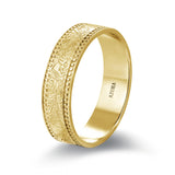 Everwood Carved Band (Male) - 10K/14K Solid Yellow Gold