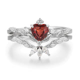 Flaming Heart Mozambique Red Garnet Ring Set©