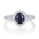 Galactic Oval Cut Blue Sandstone Ring