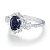 Galactic Oval Cut Blue Sandstone Ring