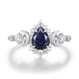 Galactic Pear Cut Blue Sandstone Ring