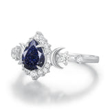 Galactic Pear Cut Blue Sandstone Ring