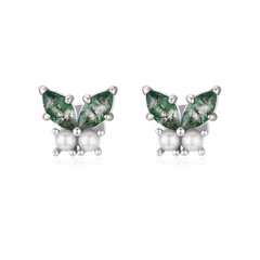 Monarch Butterfly Moss Agate Earrings