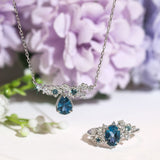 Midnight Veil London Blue Topaz Ring and Necklace Set