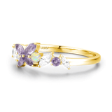 Monarch Butterfly Amethyst Opal Ring (Yellow Gold)